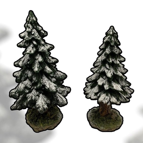 Dept 56 Village Vintage Snowy Scotch Pines Set of 2 Christmas Decor - Picture 4 of 14